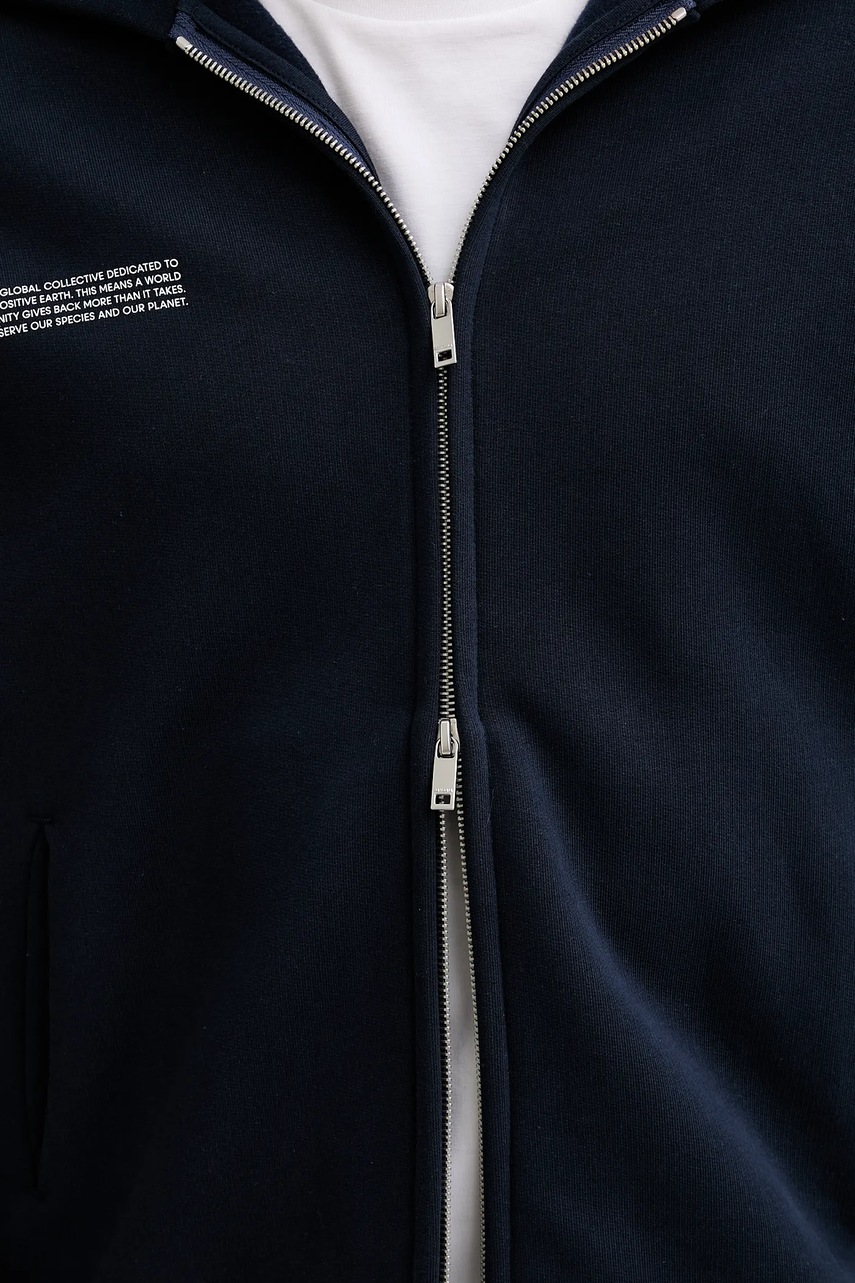 Βαμβακερή μπλούζα Pangaia χρώμα: ναυτικό μπλε, με κουκούλα, 10002675 φωτογραφία