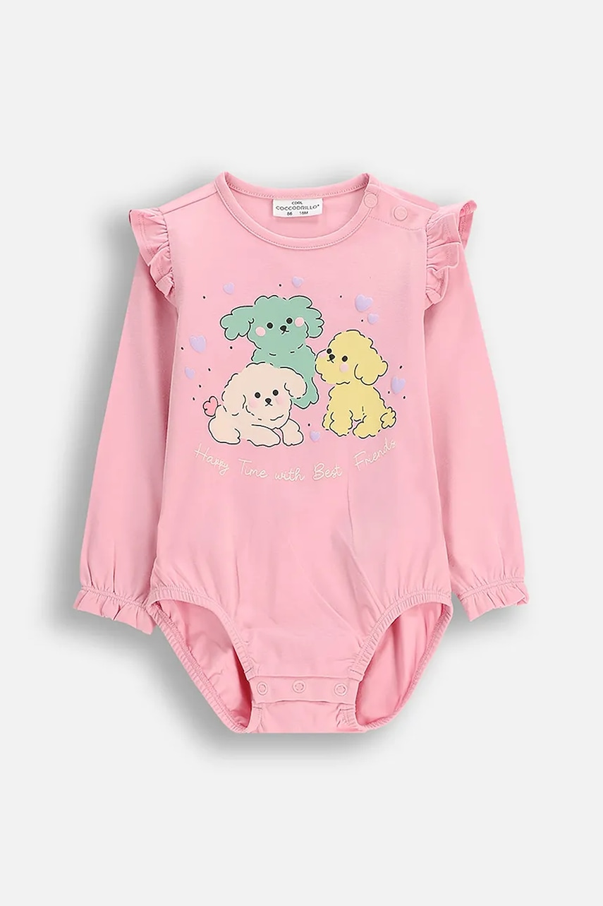 Coccodrillo body din bumbac pentru bebeluși HAPPY PUPPY GIRL NEWBORN