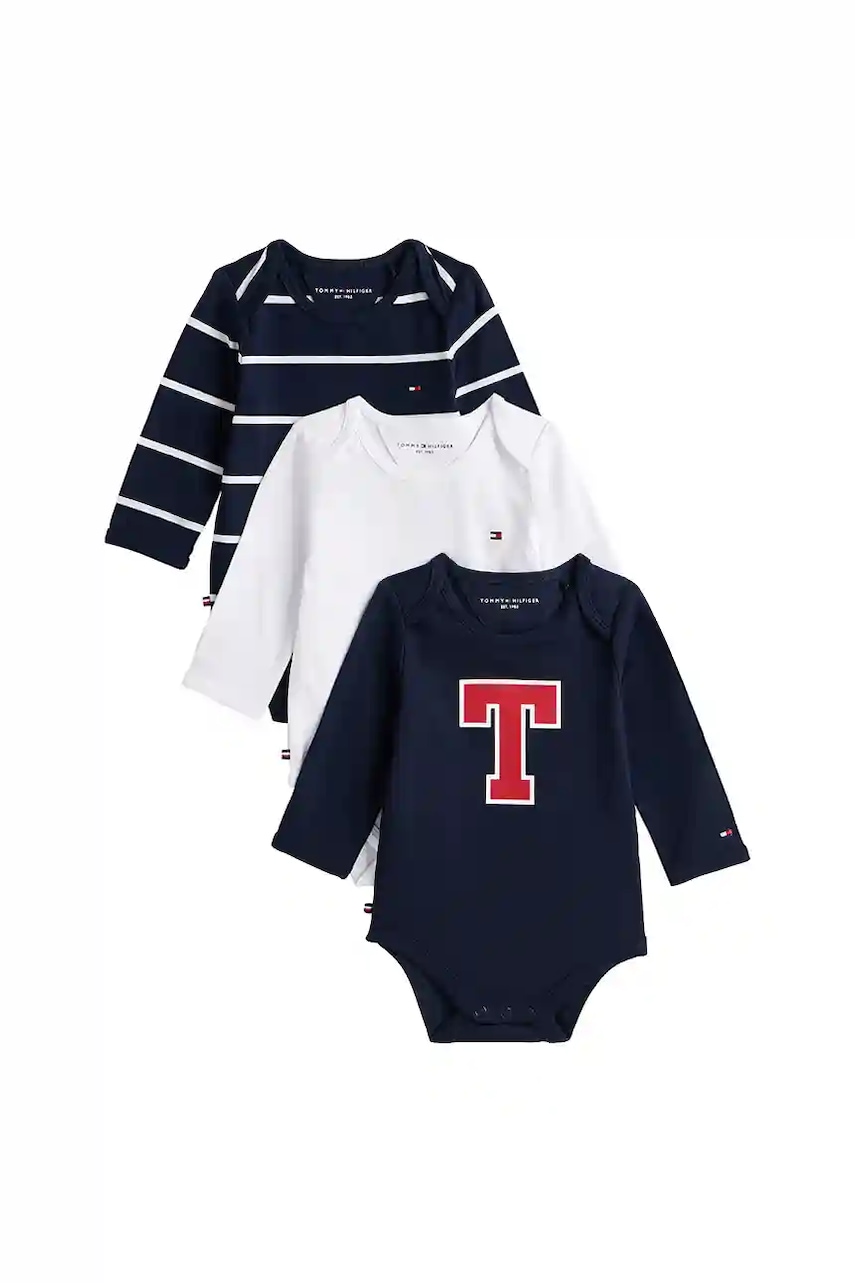 

Детски панталон с памук Tommy Hilfiger (3 чифта) KN0KN02076, Тъмносин