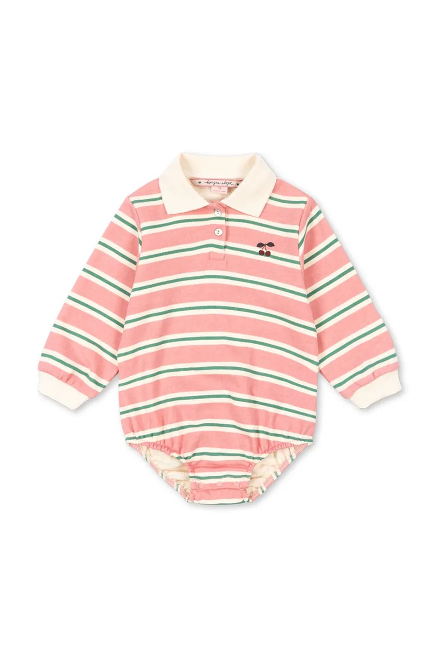 Konges Sløjd body din bumbac pentru bebeluși SPOTTY LS ROMPER GOTS KS104431