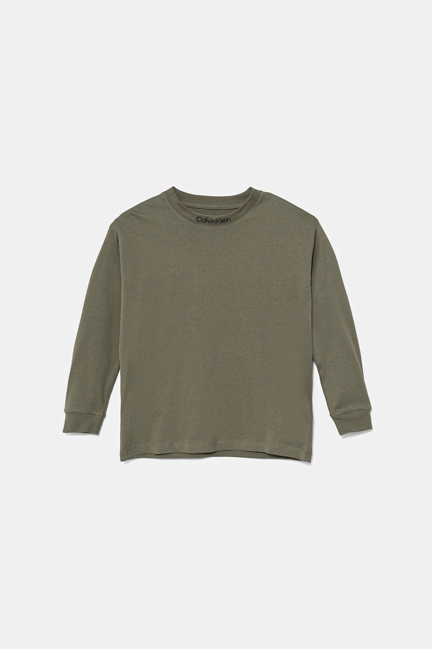 Хлопковый лонгслив Calvin Klein Jeans цвет зелёный однотонная IB0IB02354 Хлопковый лонгслив Calvin Klein Jeans цвет зелёный однотонная IB0IB02354