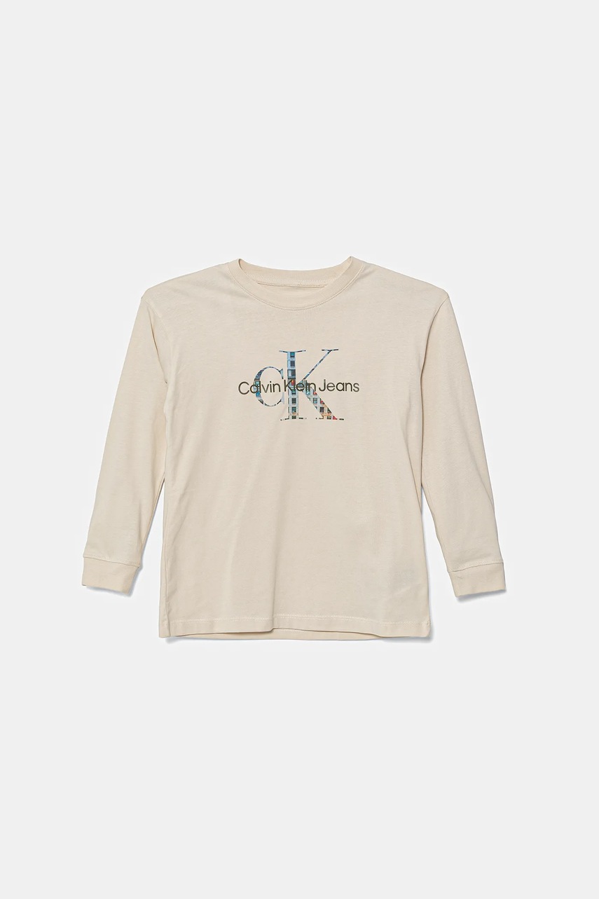 Лонгслив Calvin Klein Jeans цвет бежевый однотонная IB0IB02531 Лонгслив Calvin Klein Jeans цвет бежевый однотонная IB0IB02531