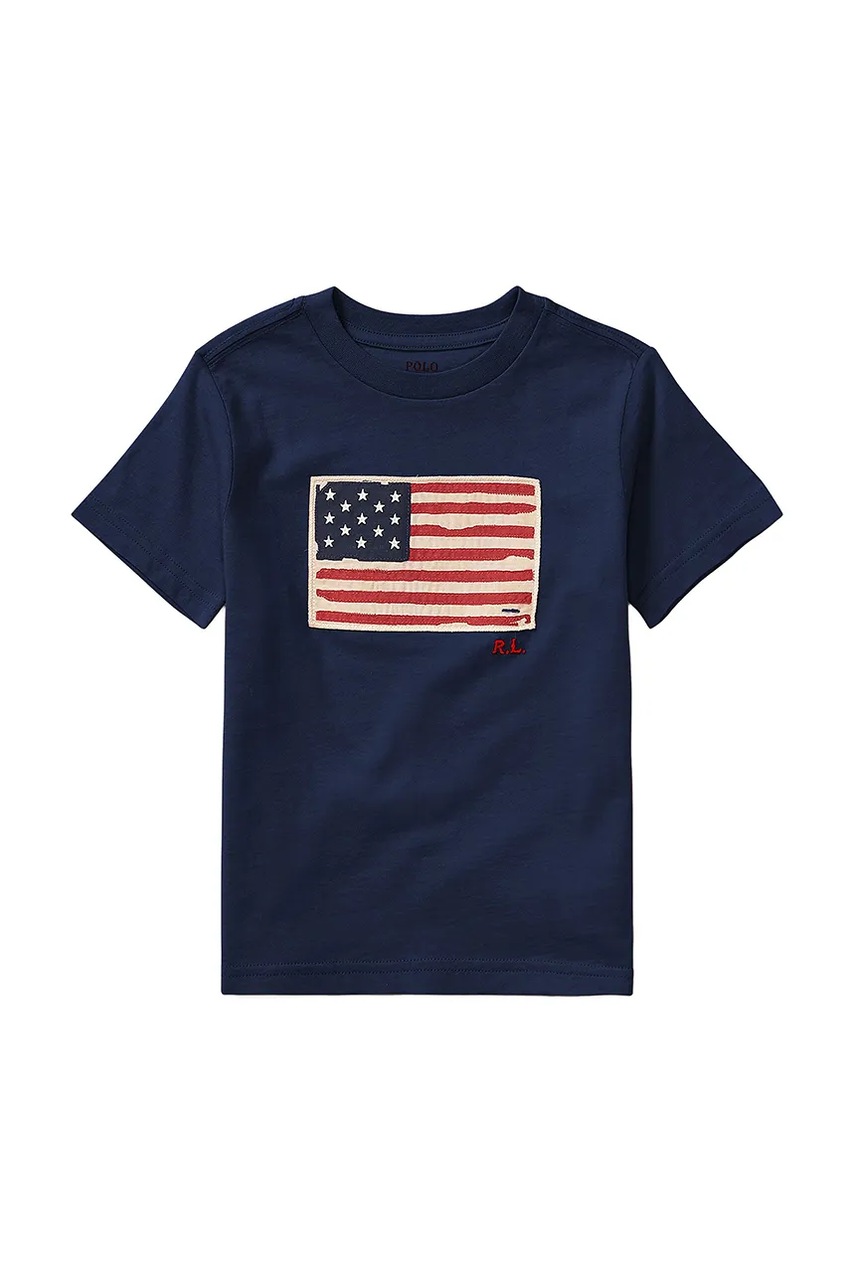 Levně Dětské bavlněné tričko Polo Ralph Lauren tmavomodrá barva, s aplikací, 322843794001
