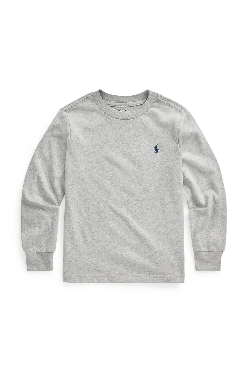 Levně Dětské bavlněné tričko s dlouhým rukávem Polo Ralph Lauren šedá barva, 322843804005
