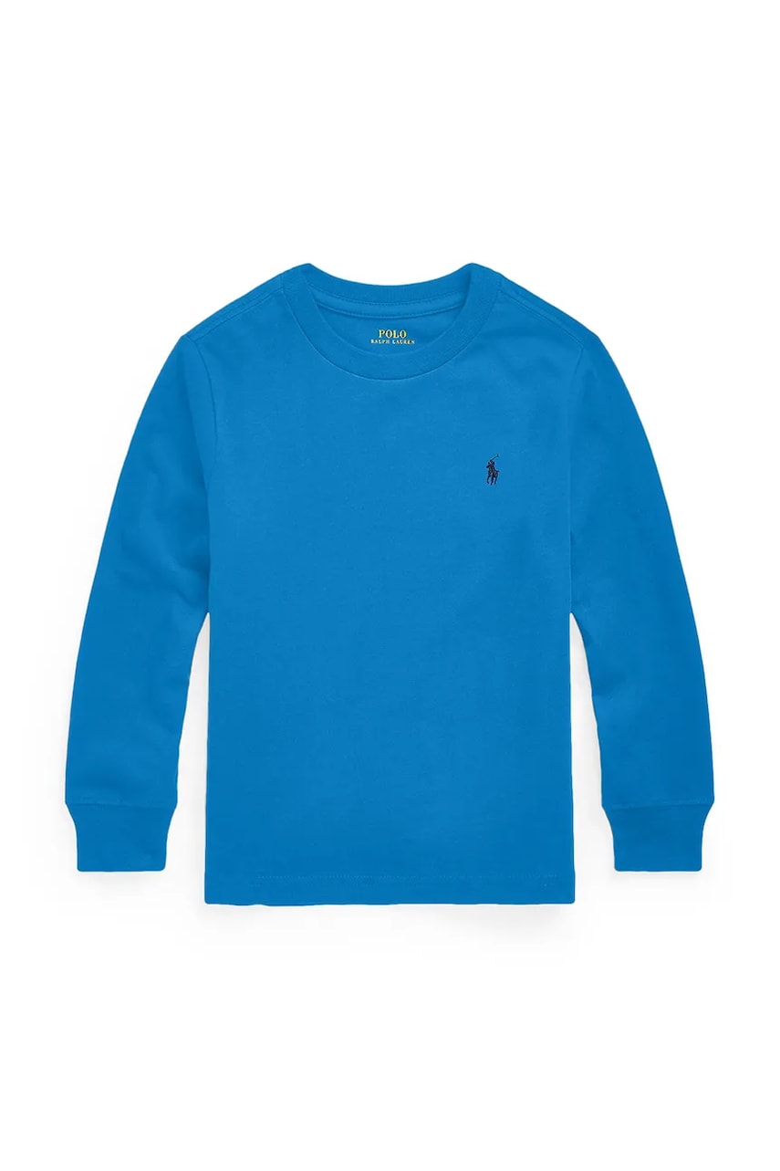 Levně Dětské bavlněné tričko s dlouhým rukávem Polo Ralph Lauren modrá barva, 322843804007