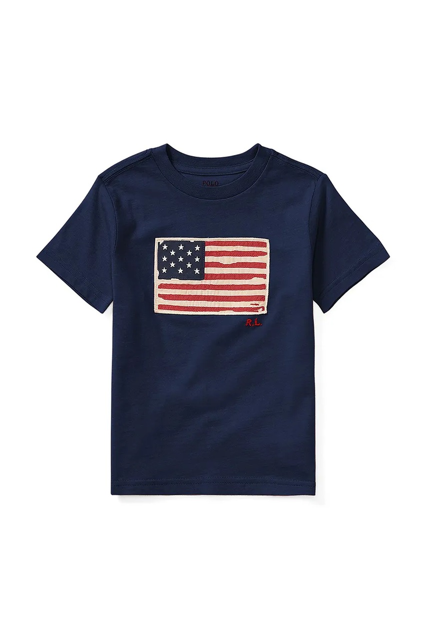 Levně Dětské bavlněné tričko Polo Ralph Lauren tmavomodrá barva, s aplikací, 323843794001