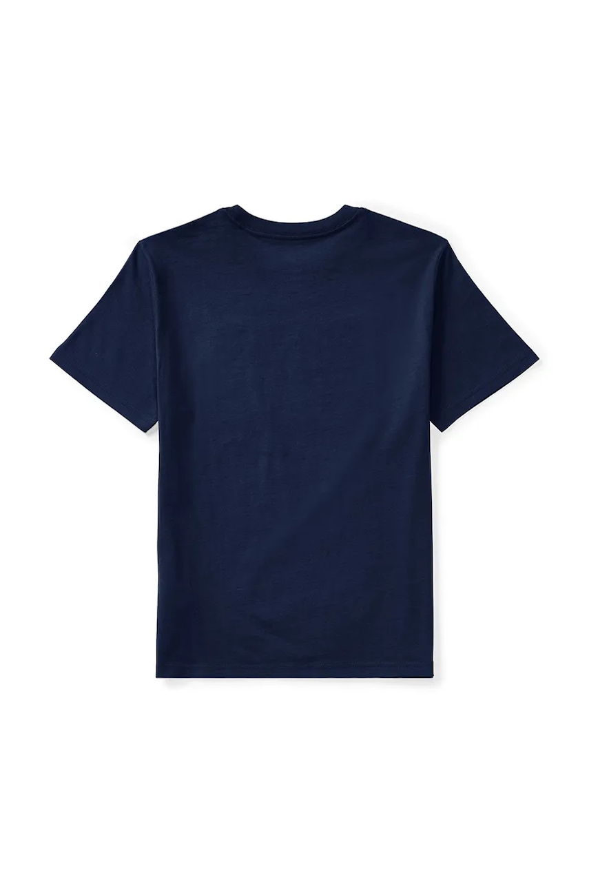 Детская хлопковая футболка Polo Ralph Lauren цвет синий с аппликацией 323843794001 Детская хлопковая футболка Polo Ralph Lauren цвет синий с аппликацией 323843794001