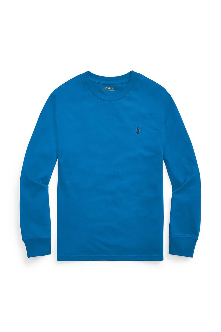 Levně Dětské bavlněné tričko s dlouhým rukávem Polo Ralph Lauren modrá barva, 323843804007