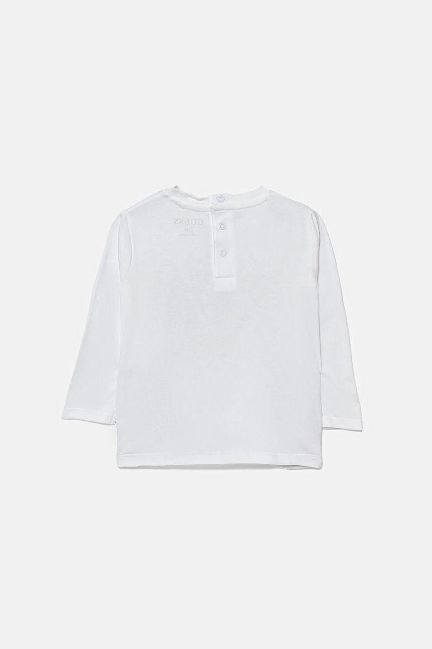 Хлопковый лонгслив для младенцев Guess цвет белый с принтом I5YI01 K8HM4 Хлопковый лонгслив для младенцев Guess цвет белый с принтом I5YI01 K8HM4