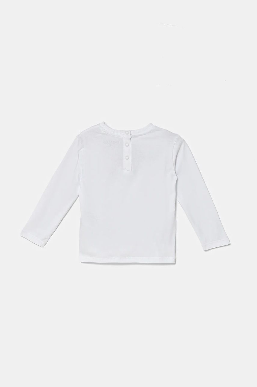 Хлопковый лонгслив для младенцев Guess цвет белый с принтом I5YI02 K8HM4 Хлопковый лонгслив для младенцев Guess цвет белый с принтом I5YI02 K8HM4