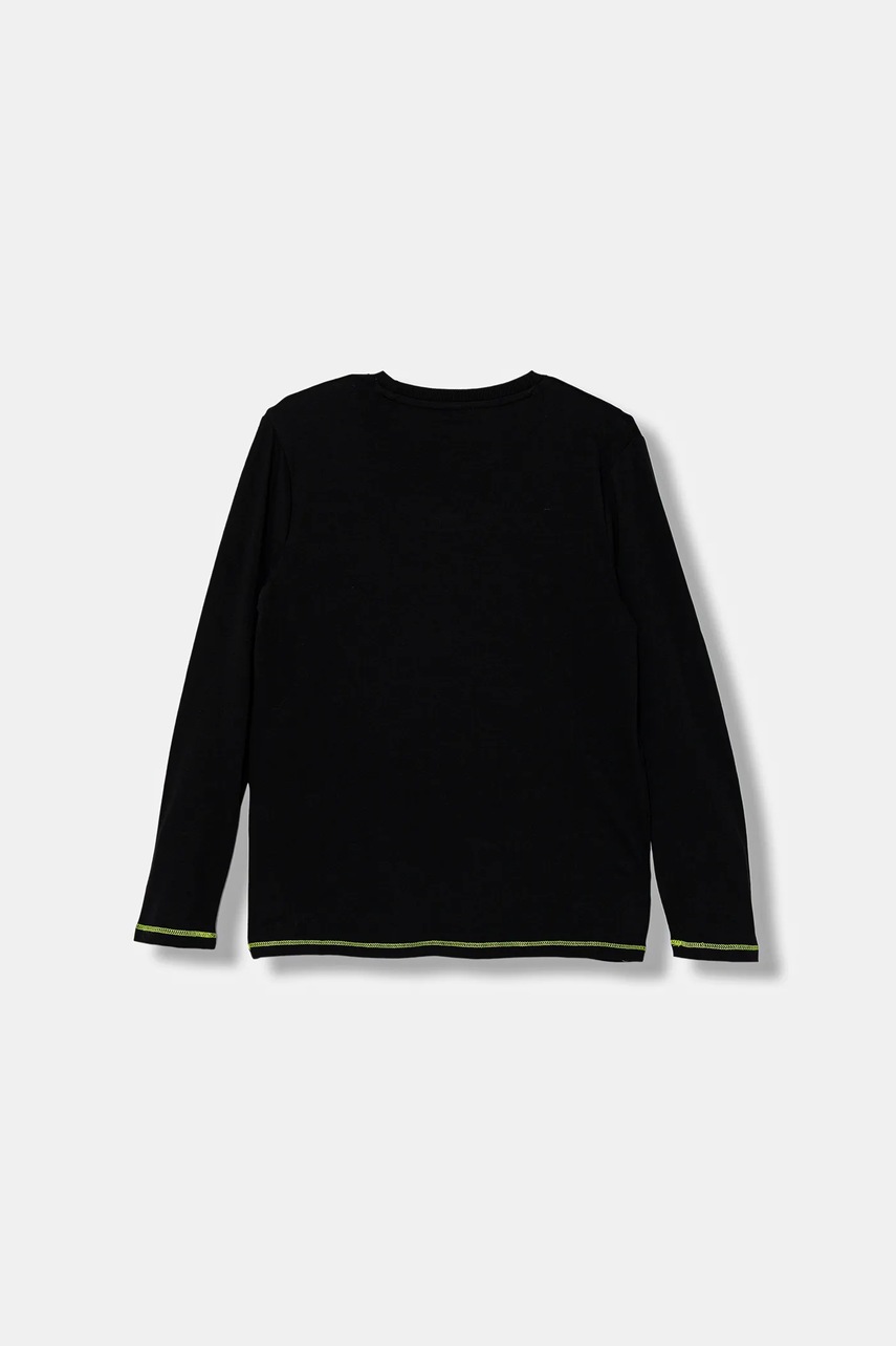 Хлопковый детский лонгслив Guess цвет чёрный с принтом L5YI02 K8HM4 Хлопковый детский лонгслив Guess цвет чёрный с принтом L5YI02 K8HM4