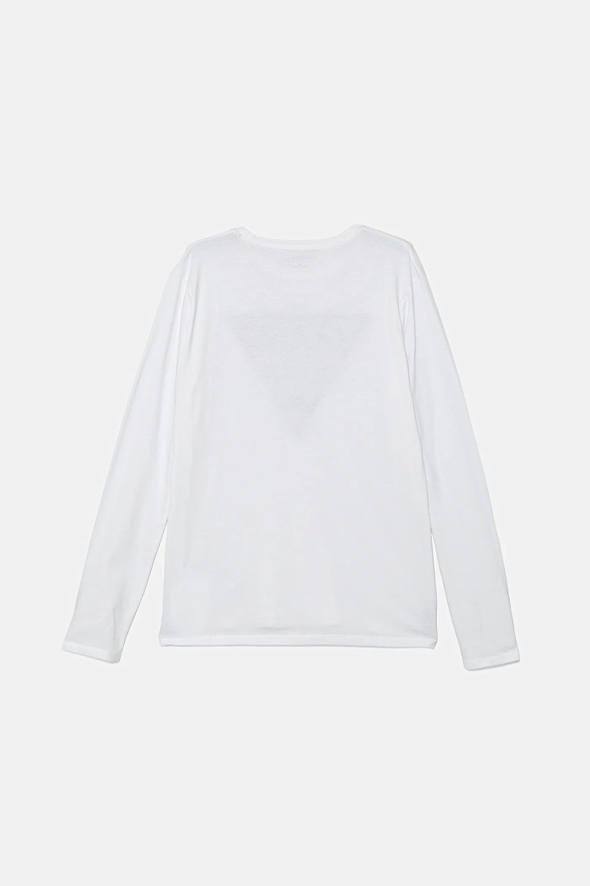 Хлопковый детский лонгслив Guess цвет белый с принтом L5YI06 K8HM4 Хлопковый детский лонгслив Guess цвет белый с принтом L5YI06 K8HM4