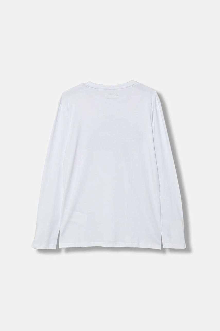 Хлопковый детский лонгслив Guess цвет белый с принтом L5YI14 K8HM4 Хлопковый детский лонгслив Guess цвет белый с принтом L5YI14 K8HM4