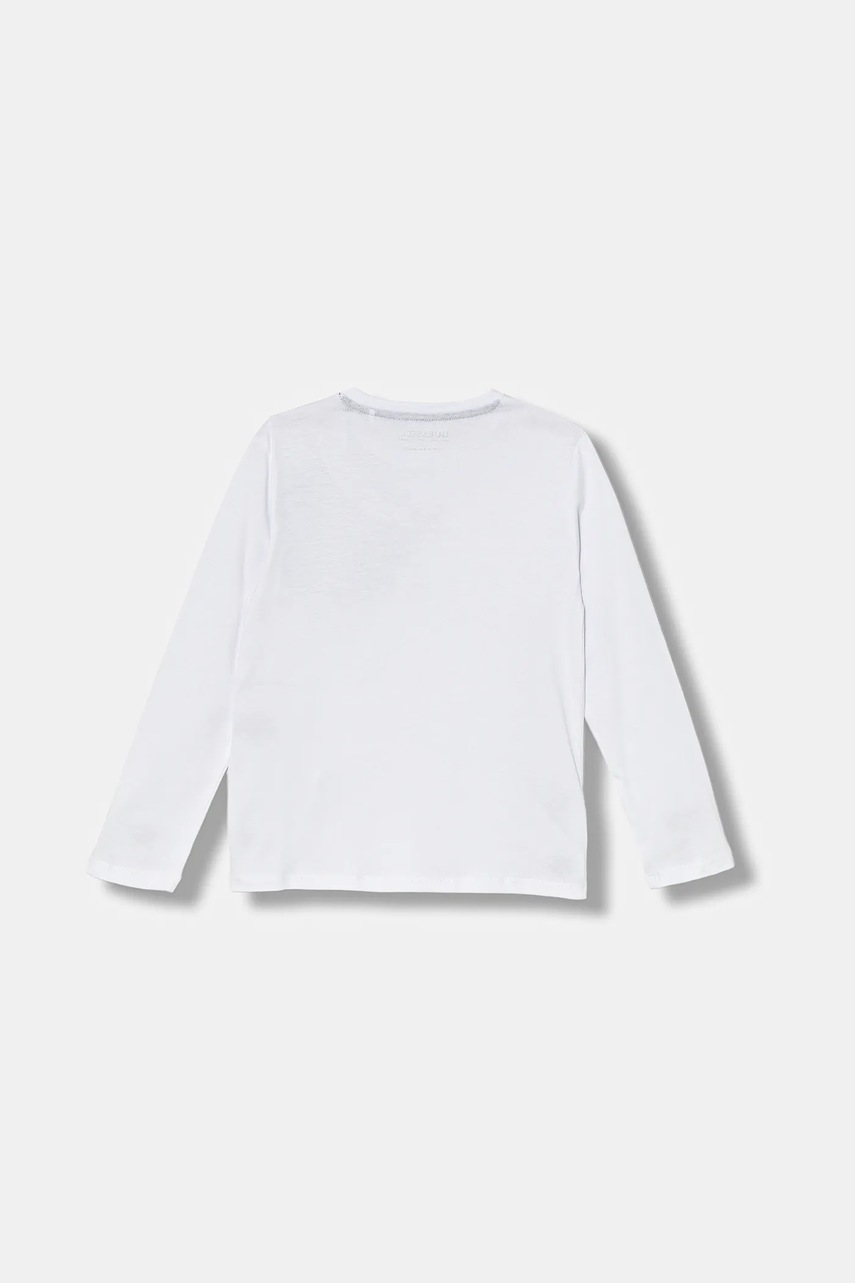 Хлопковый детский лонгслив Guess цвет белый с принтом L5YI16 K8HM4 Хлопковый детский лонгслив Guess цвет белый с принтом L5YI16 K8HM4