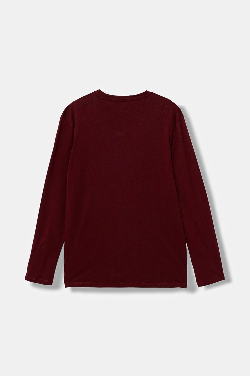 Хлопковый детский лонгслив Guess цвет бордовый с принтом L5YI26 K8HM4 Хлопковый детский лонгслив Guess цвет бордовый с принтом L5YI26 K8HM4