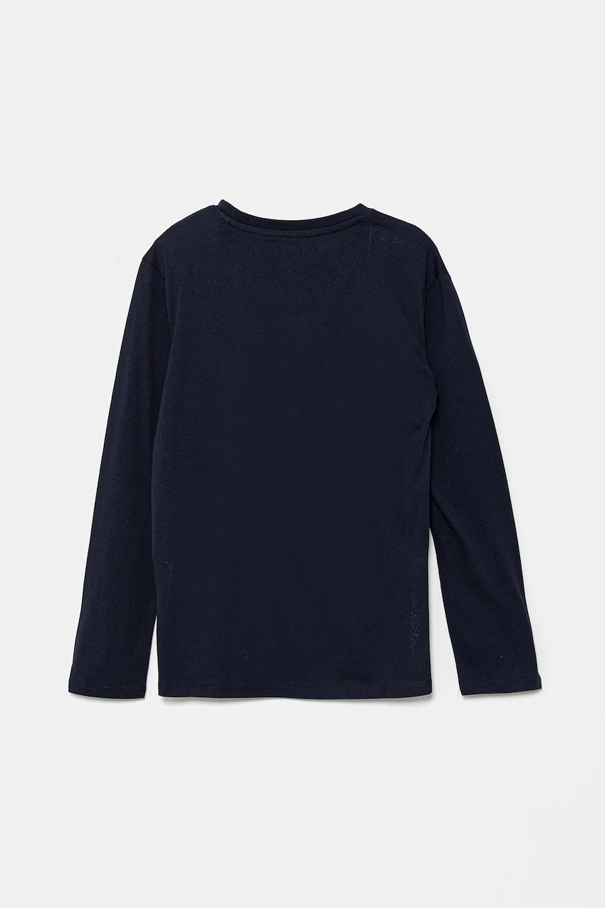 Хлопковый детский лонгслив Guess цвет синий с принтом L5YI30 K8HM4 Хлопковый детский лонгслив Guess цвет синий с принтом L5YI30 K8HM4
