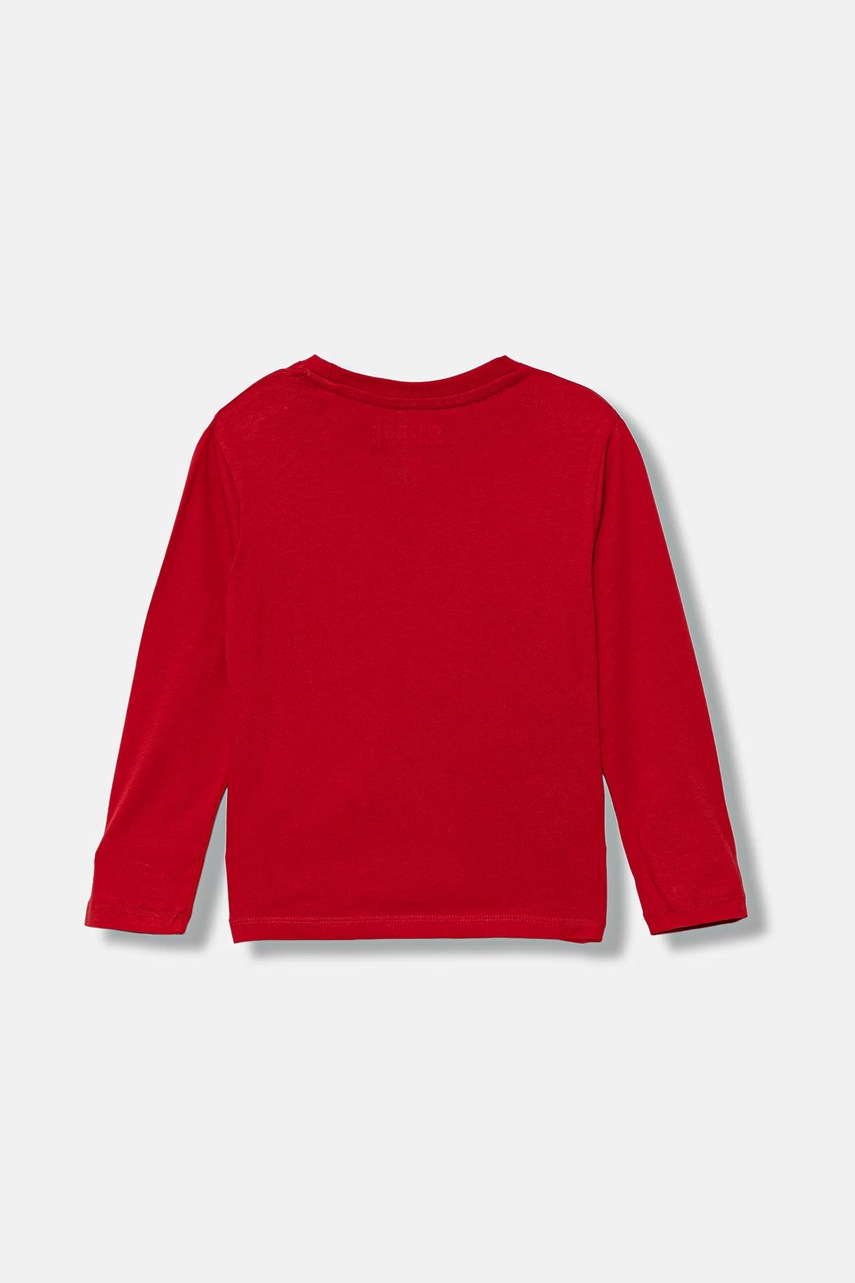 Хлопковый детский лонгслив Guess цвет красный с принтом N5YI01 K8HM4 Хлопковый детский лонгслив Guess цвет красный с принтом N5YI01 K8HM4