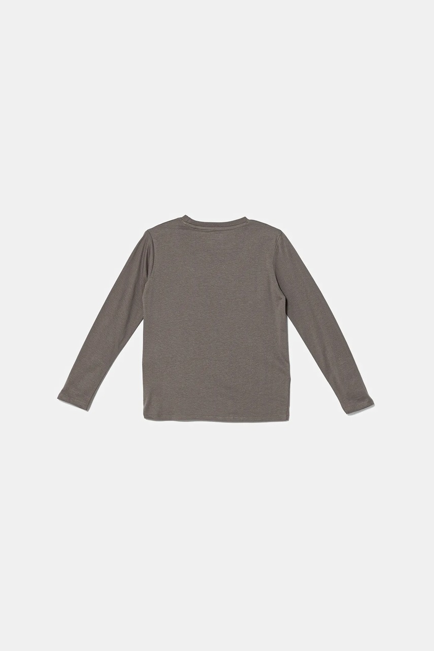 Хлопковый детский лонгслив Guess цвет серый с принтом N5YI03 K8HM4 Хлопковый детский лонгслив Guess цвет серый с принтом N5YI03 K8HM4