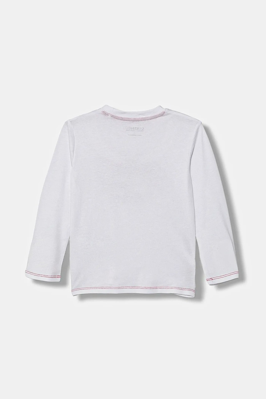 Хлопковый детский лонгслив Guess цвет белый с принтом N5YI15 K8HM4 Хлопковый детский лонгслив Guess цвет белый с принтом N5YI15 K8HM4
