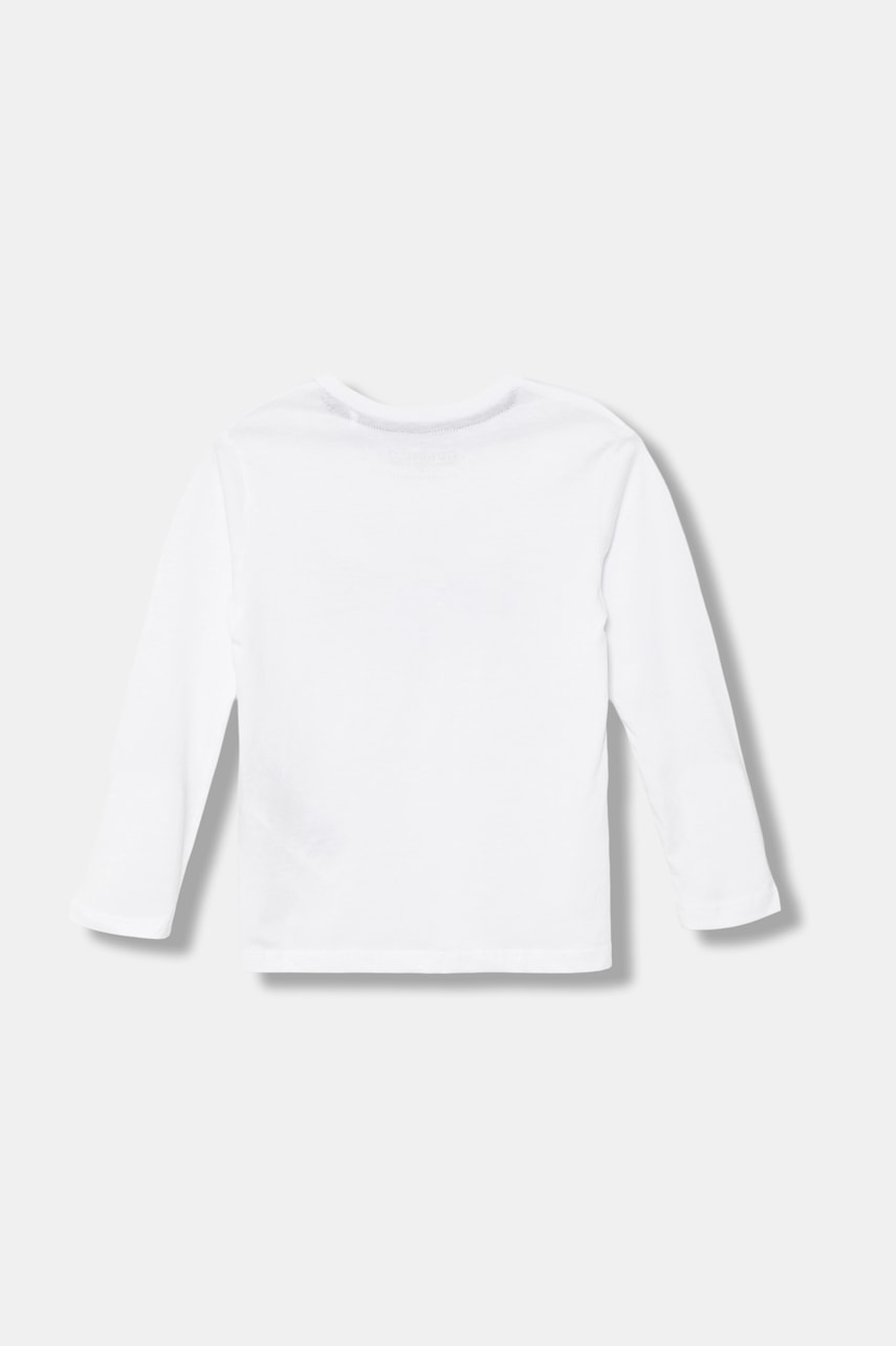 Хлопковый детский лонгслив Guess цвет белый с принтом N5YI21 K8HM4 Хлопковый детский лонгслив Guess цвет белый с принтом N5YI21 K8HM4