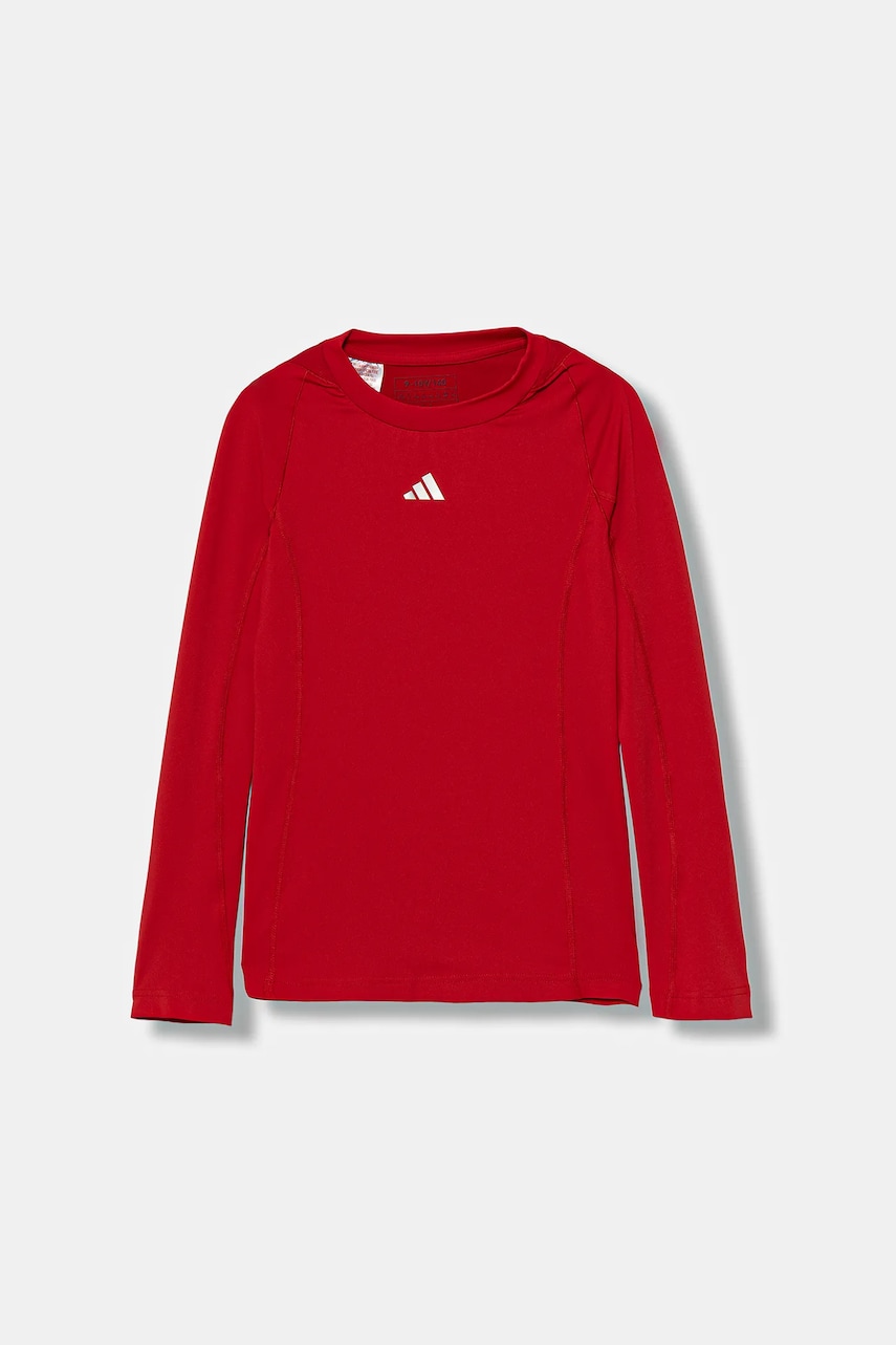 Levně Dětské tričko s dlouhým rukávem adidas Performance červená barva, s potiskem, JW7960