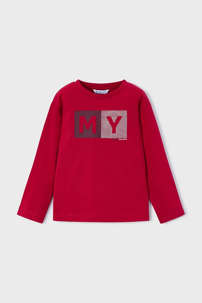 Mayoral longsleeve din bumbac culoarea roșu, cu imprimeu, 173