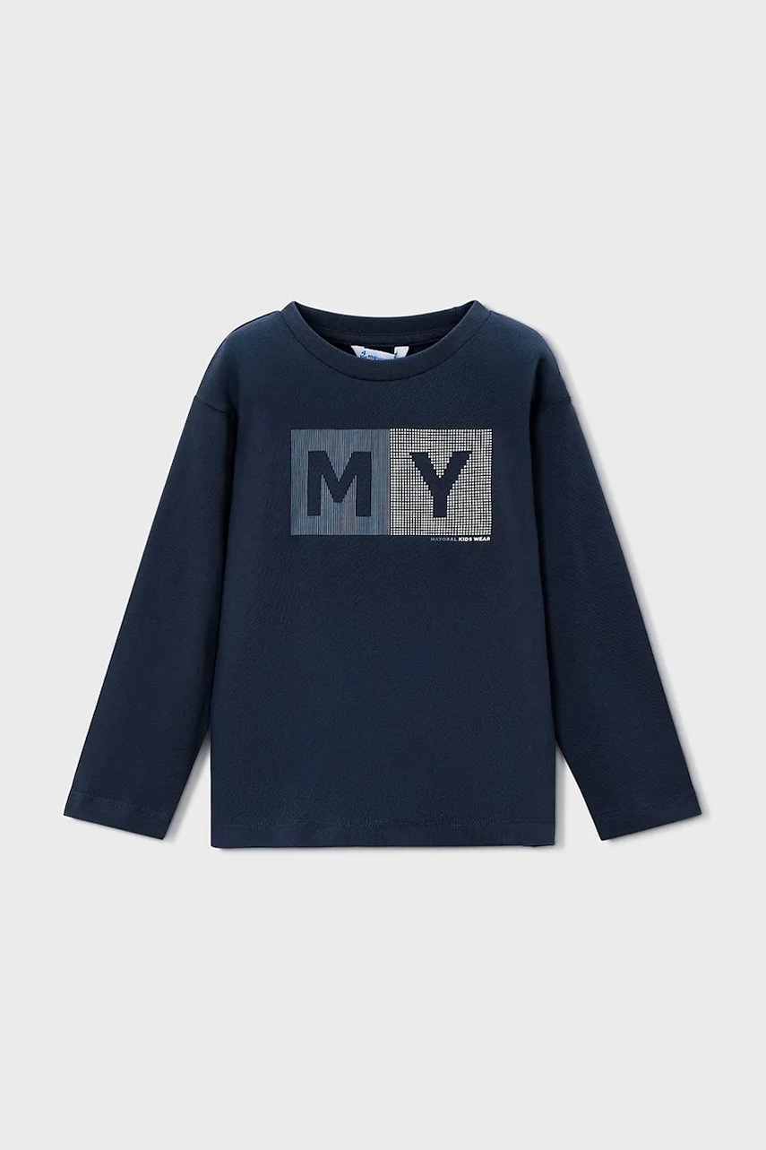 Mayoral longsleeve din bumbac culoarea bleumarin, cu imprimeu, 173