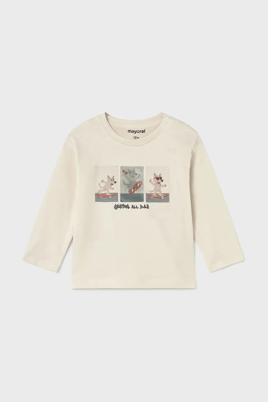 Mayoral longsleeve din bumbac pentru bebeluși culoarea bej, 2063