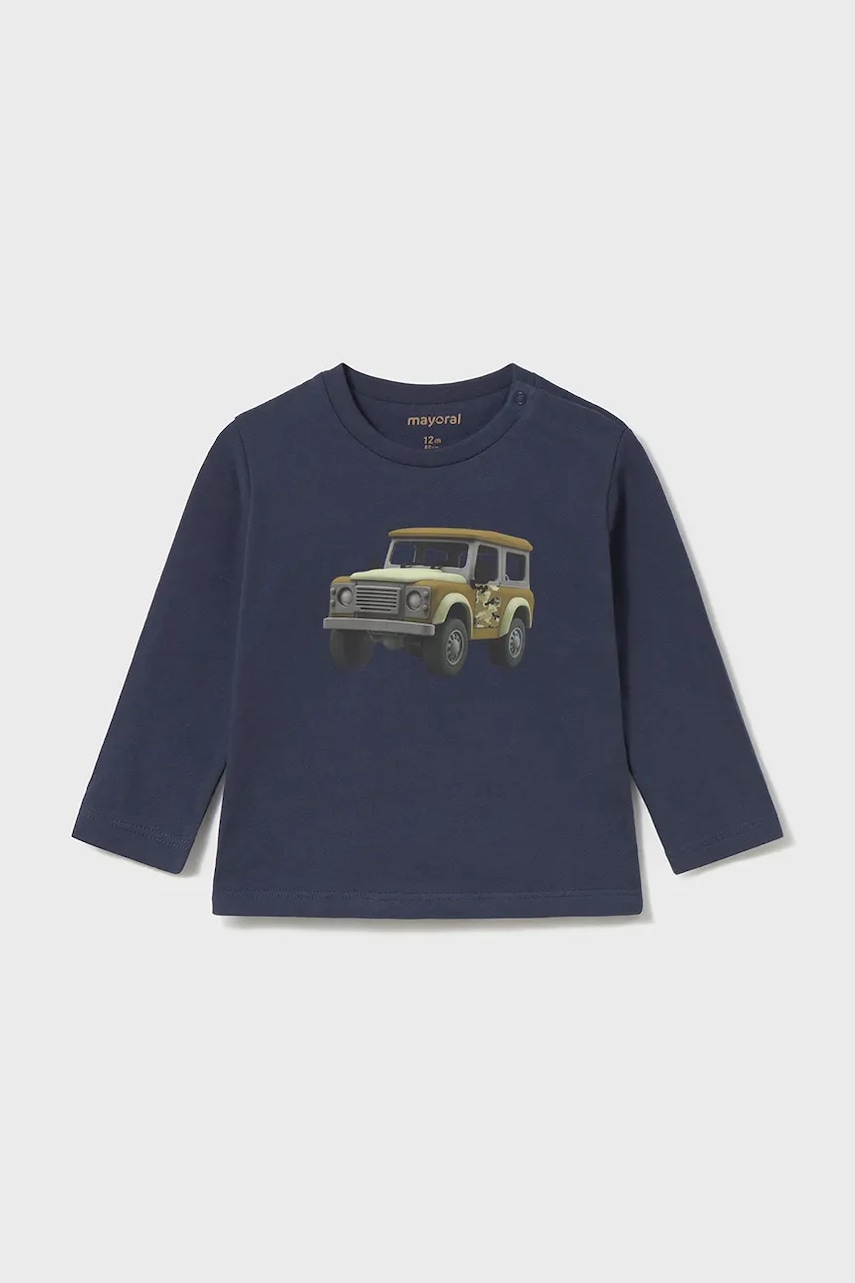 Mayoral longsleeve din bumbac culoarea bleumarin, cu imprimeu, 2066