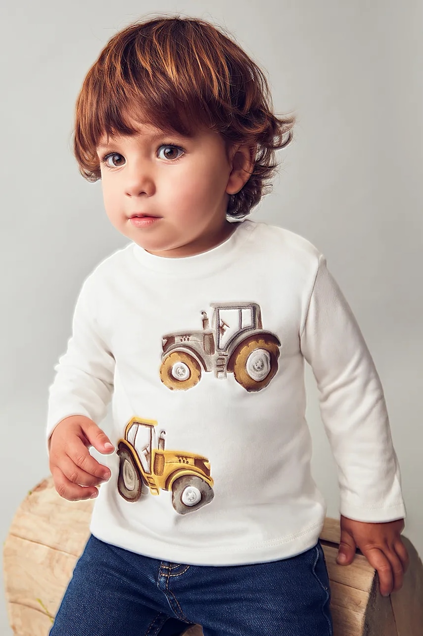 Mayoral longsleeve din bumbac pentru copii culoarea alb, 2069