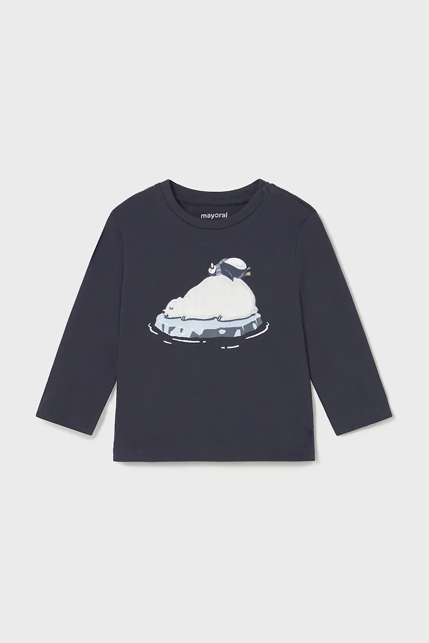 Mayoral longsleeve din bumbac pentru copii culoarea bleumarin, cu imprimeu, 2071