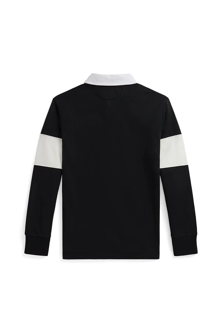 Хлопковый детский лонгслив Polo Ralph Lauren цвет чёрный с принтом 323P01531002 Хлопковый детский лонгслив Polo Ralph Lauren цвет чёрный с принтом 323P01531002