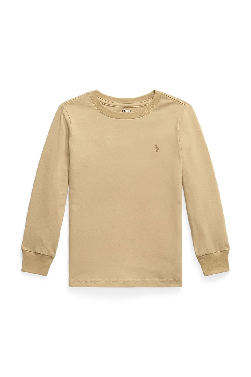 Levně Bavlněné tričko s dlouhým rukávem Polo Ralph Lauren béžová barva, 322854677097