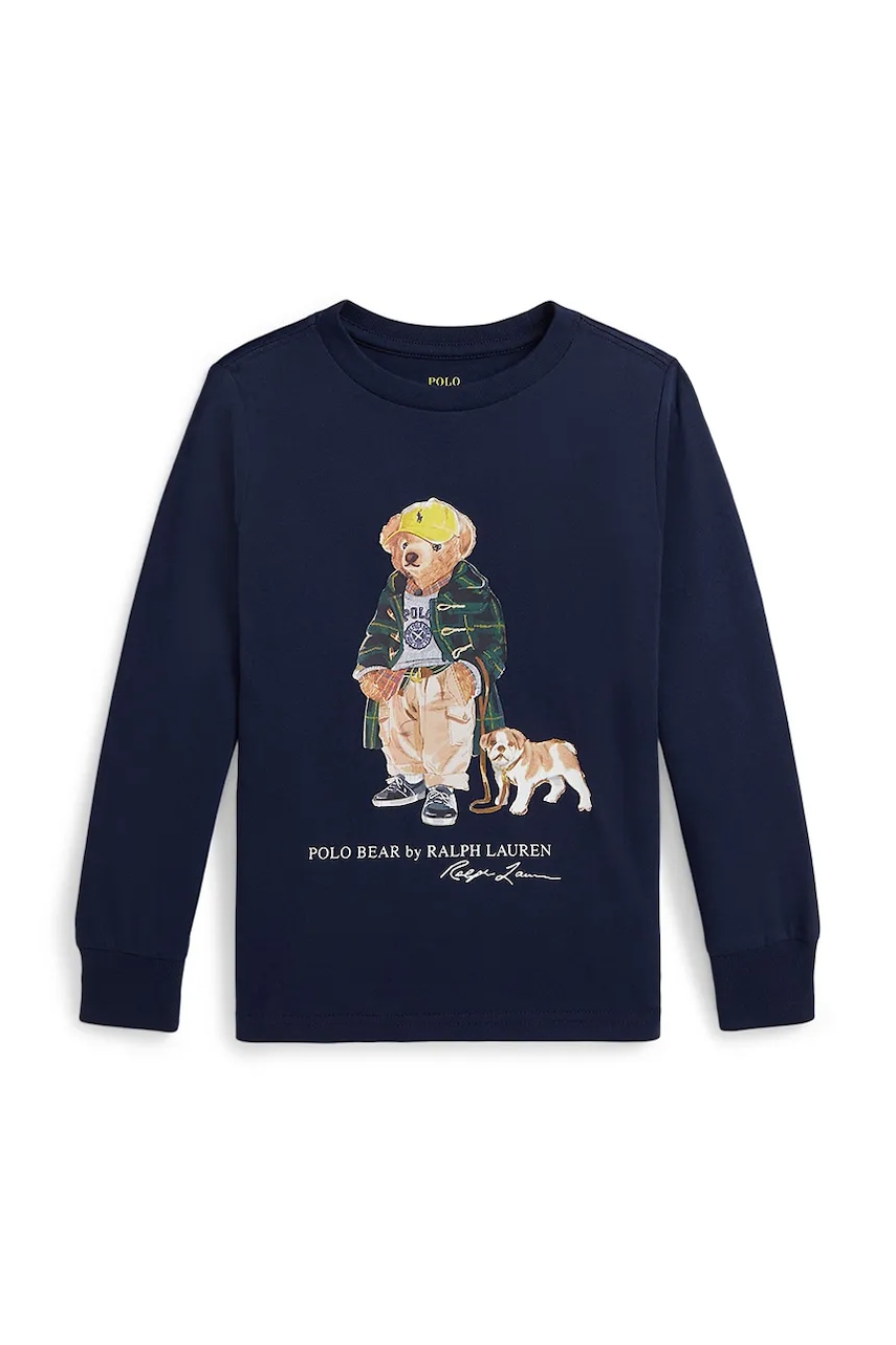 Детский лонгслив Polo Ralph Lauren цвет синий с принтом 322981177001 Детский лонгслив Polo Ralph Lauren цвет синий с принтом 322981177001