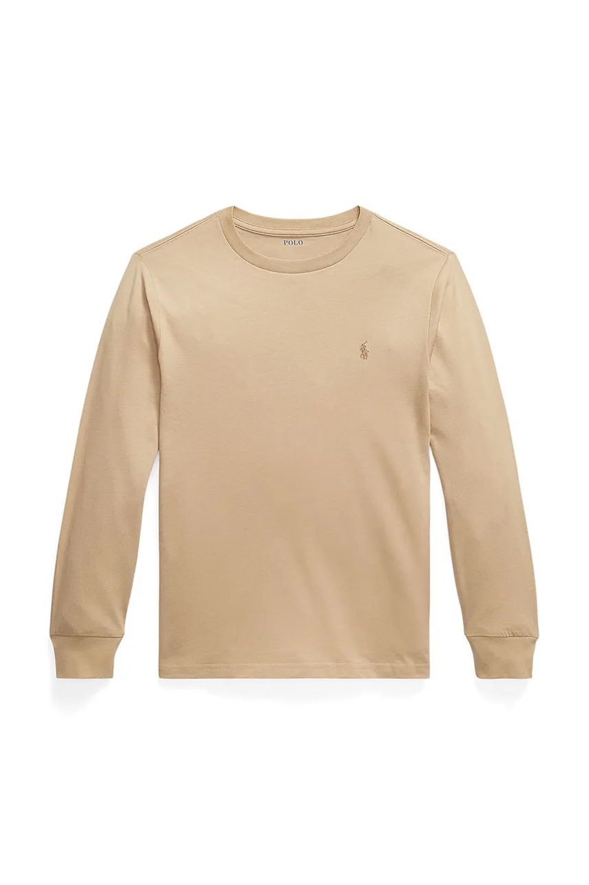 Levně Bavlněné tričko s dlouhým rukávem Polo Ralph Lauren béžová barva, 323854677097