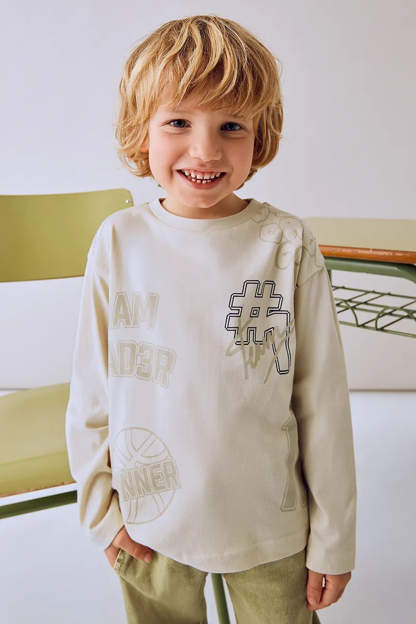 Mayoral longsleeve din bumbac culoarea bej, 4074