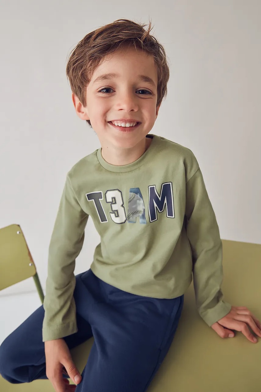 Mayoral longsleeve din bumbac culoarea verde, 4077