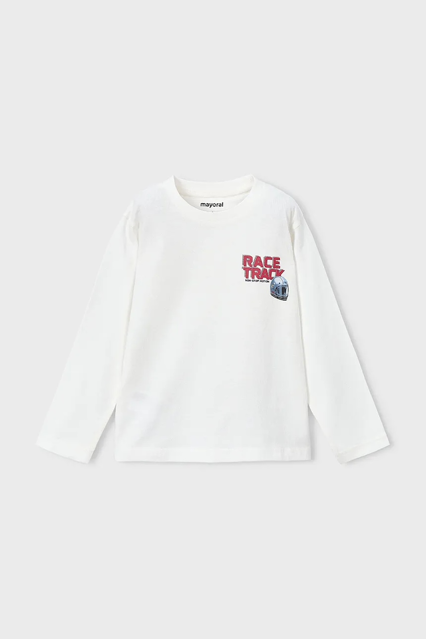 Mayoral longsleeve din bumbac pentru copii culoarea bej, cu imprimeu, 4084