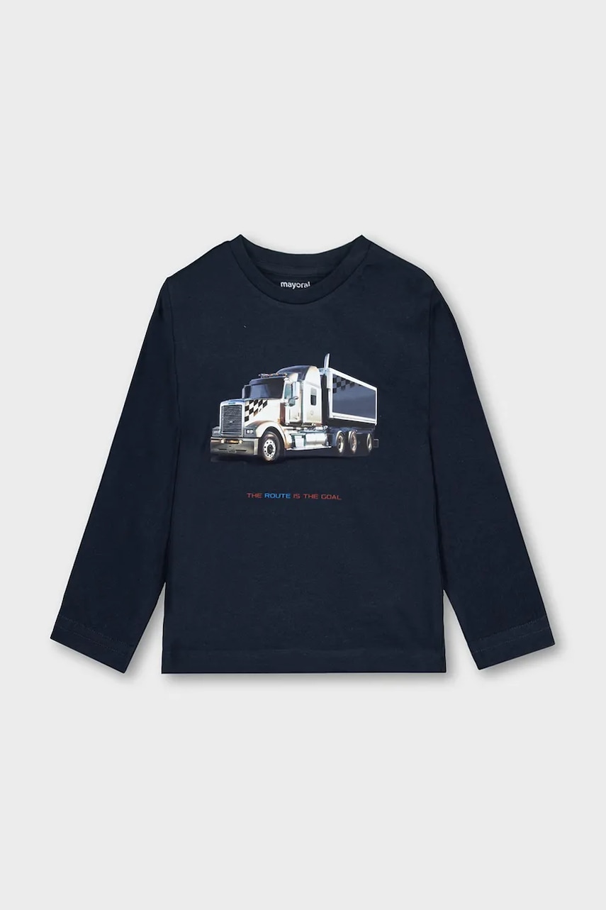 Mayoral longsleeve din bumbac pentru copii culoarea bleumarin, cu imprimeu, 4085