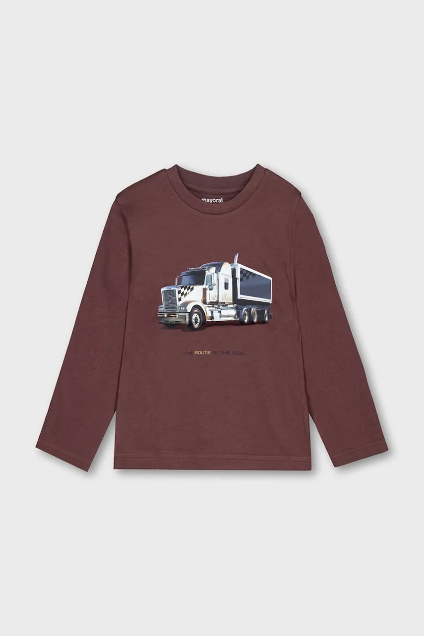 Mayoral longsleeve din bumbac pentru copii culoarea bordo, cu imprimeu, 4085