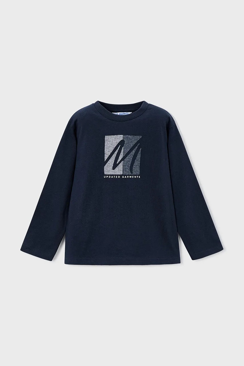 Mayoral longsleeve din bumbac pentru copii culoarea bleumarin, cu imprimeu, 4086