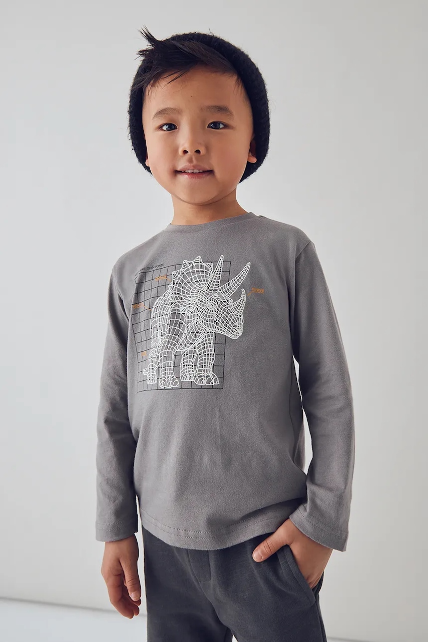 Mayoral longsleeve din bumbac pentru copii culoarea gri, cu imprimeu, 4088