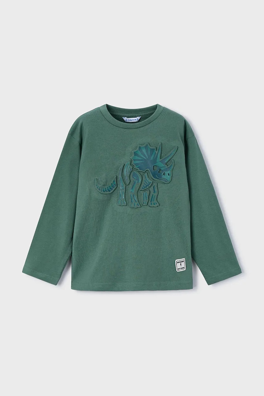 Mayoral longsleeve din bumbac pentru copii culoarea verde, cu imprimeu, 4089