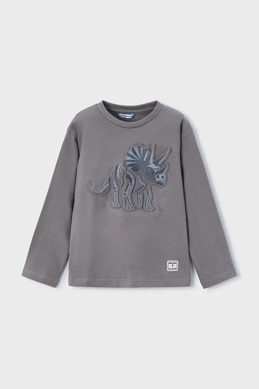 Mayoral longsleeve din bumbac pentru copii culoarea gri, cu imprimeu, 4089