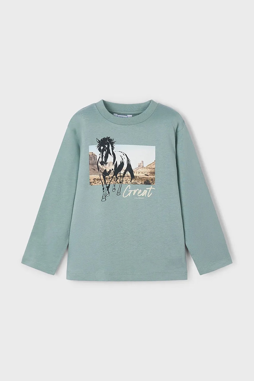 Mayoral longsleeve copii culoarea verde, cu imprimeu, 4093