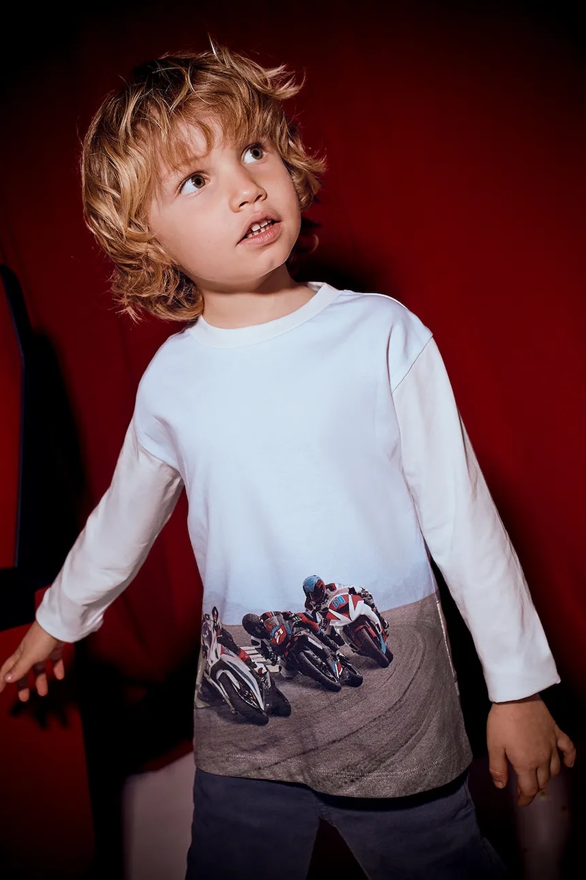 Mayoral longsleeve din bumbac pentru copii culoarea alb, 4094 Mayoral longsleeve din bumbac pentru copii culoarea alb, 4094