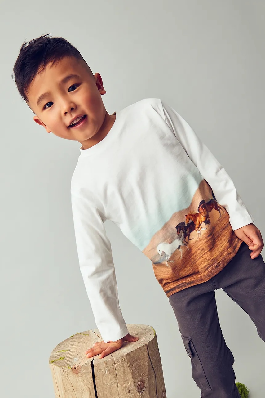 Mayoral longsleeve din bumbac pentru copii culoarea bej, 4094