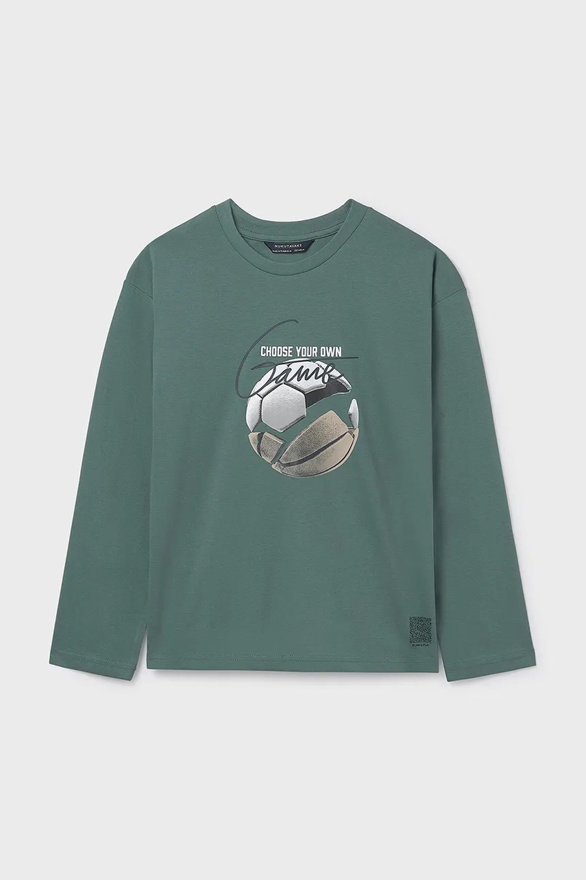 Mayoral longsleeve din bumbac culoarea verde, 7003