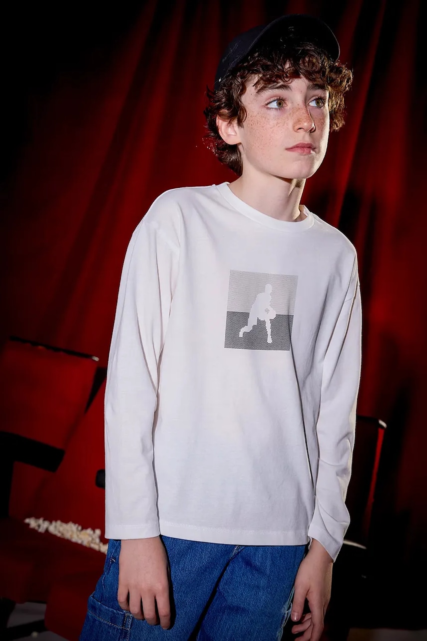 Levně Bavlněné tričko s dlouhým rukávem Mayoral béžová barva, 7005