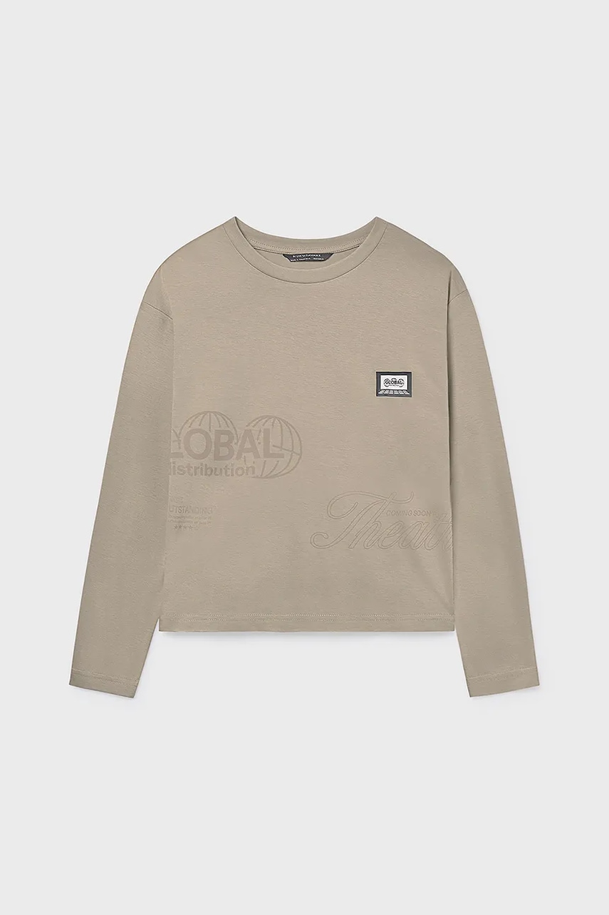 Mayoral longsleeve din bumbac culoarea maro, 7014